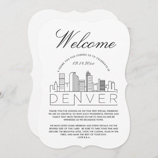 Welkom in Denver | Details van de gasten Kaart (Voorkant / Achterkant)