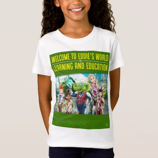 Welkom in Eddie's wereld van leren en onderwijs T-shirt (Voorkant)