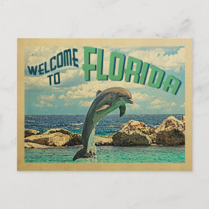 Welkom in Florida Briefkaart Dolphin Vintage Trave
