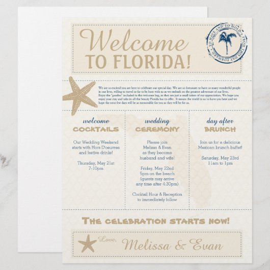 Welkom in Florida, Cream & Blue Starfish (Voorkant / Achterkant)