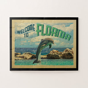 Welkom in Florida Dolphin Vintage Travel Legpuzzel