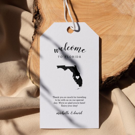Welkom in Florida | Kalligrafie Huwelijk Cadeaulabel