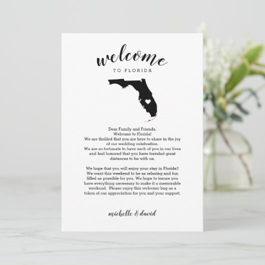 Welkom in Florida | Wedbrief en reisroute (Staand voorkant)