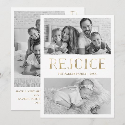 Welkom in Gold | Kerstfeestvieren met meerdere fot Feestdagenkaart (Voorkant / Achterkant)