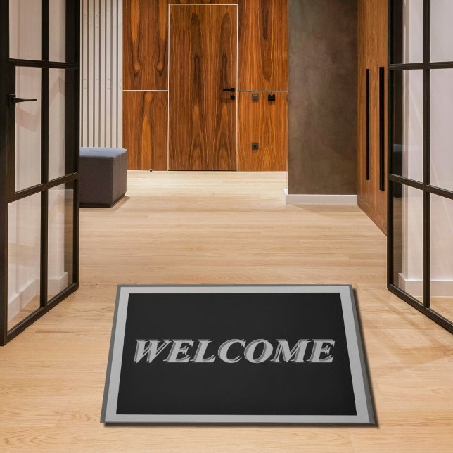 Welkom in grijs en zwart deurmat (Creator heeft geüpload)