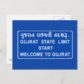 Welkom in Gujarat, wegwijzer, India Briefkaart (Voorkant / Achterkant)