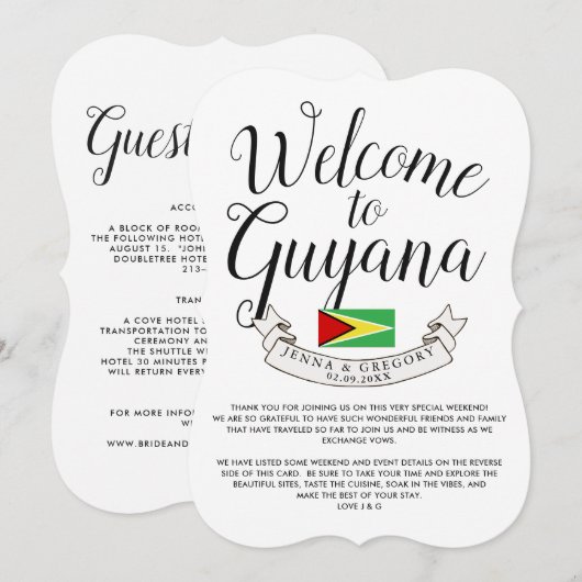 Welkom in Guyana | Bestemming Huwelijk Aangepast Kaart (Voorkant / Achterkant)