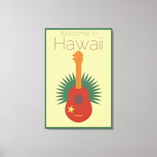 Welkom in Hawaii Ukulele Retro Canvas Afdruk (Voorkant)