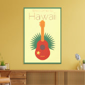 Welkom in Hawaii Ukulele Retro Canvas Afdruk (Insitu (Woonkamer))