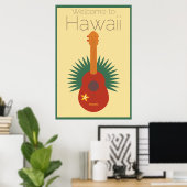 Welkom in Hawaii Ukulele Retro Poster (Thuiskantoor)