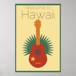 Welkom in Hawaii Ukulele Retro Poster