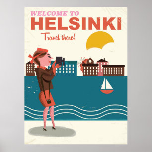Welkom in Helsinki Finland, poster van het klassie