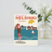 Welkom in Helsinki Finland, poster van het klassie Briefkaart (Staand voorkant)