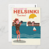 Welkom in Helsinki Finland, poster van het klassie Briefkaart (Voorkant / Achterkant)