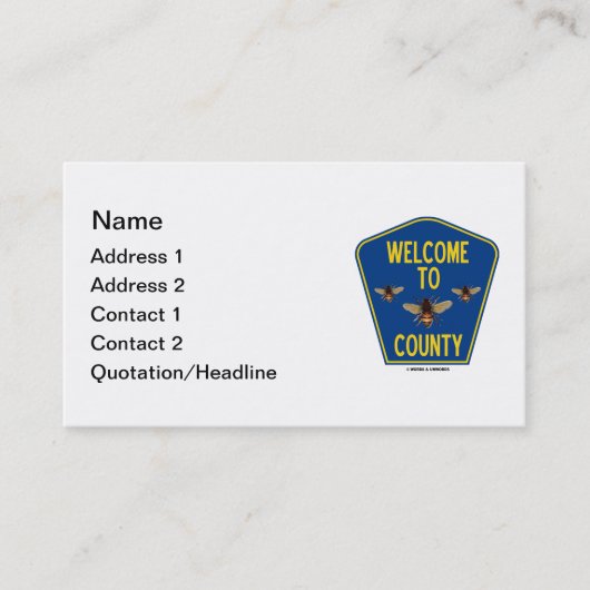 Welkom in het bijengraafschap (drieën-bord) visitekaartje (Voorkant)