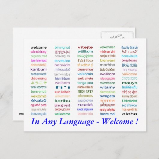 Welkom in het Briefkaart 80 talen (Voorkant / Achterkant)