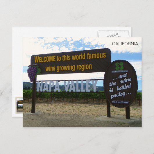 Welkom in het Briefkaart van Napa Valley! (Voorkant / Achterkant)
