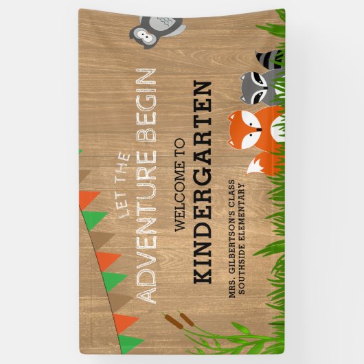 Welkom in het dierenavontuur Kindergarten Spandoek (Verticaal)