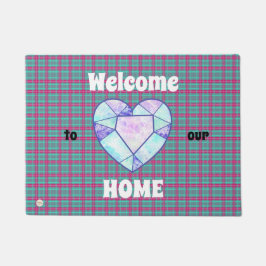 Welkom in het huis, Heart Diamond Tartan Pattern Deurmat