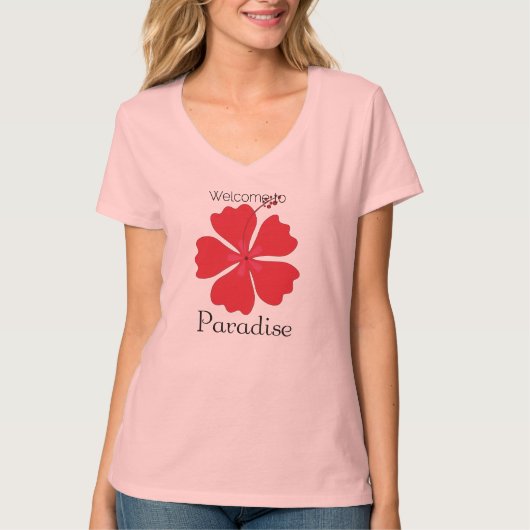 Welkom in het paradijs met tropische hibiscus t-shirt (Voorkant)