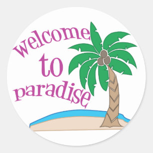 Welkom in het Paradijs Ronde Sticker
