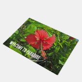 Welkom in het Paradijs Tropische Bloemhok Deurmat (Schuin)