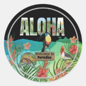 Welkom in het tropische paradijs Aloha Ronde Sticker (Voorkant)