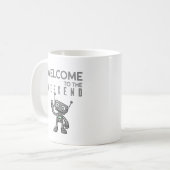 Welkom in het weekend met een leuke robot koffiemok (Voorkant links)