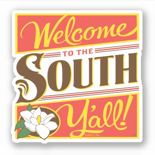 Welkom in het zuiden van Y'all Sticker (Voorkant)