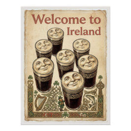 Welkom in Ierland Vintage Pintglazen Poster