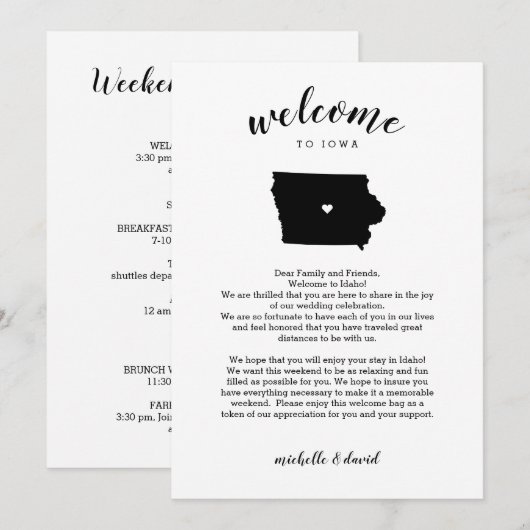 Welkom in Iowa | Trouwbrief en reisschema (Voorkant / Achterkant)