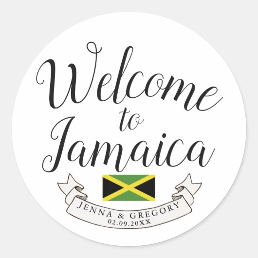 Welkom in Jamaica | Aangepast bestemmingshuwelijk Ronde Sticker (Voorkant)