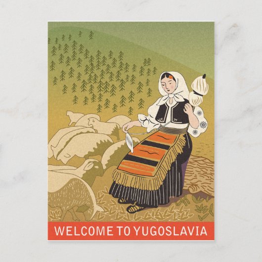 Welkom in Joegoslavië, vintage luchtvaartpostkaart Briefkaart (Voorkant)