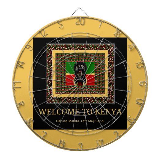 Welkom in Kenia en maak het Keniaanse mooie Tekst Dartbord (Voorkant)