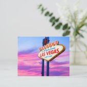 Welkom in Las Vega, paars blauw briefkaart (Staand voorkant)