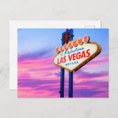 Welkom in Las Vega, paars blauw briefkaart (Voorkant / Achterkant)