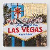 Welkom in Las Vegas Acrylwand Clock Square Vierkante Klok (Voorkant)