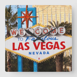 Welkom in Las Vegas Acrylwand Clock Square Vierkante Klok