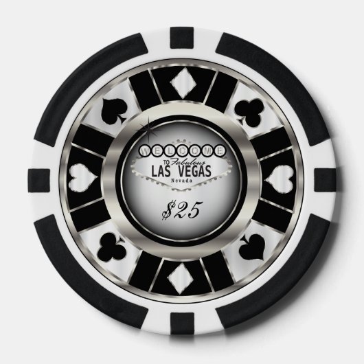 Welkom in Las Vegas - Black, Silver en White Pokerchips (Voorkant)