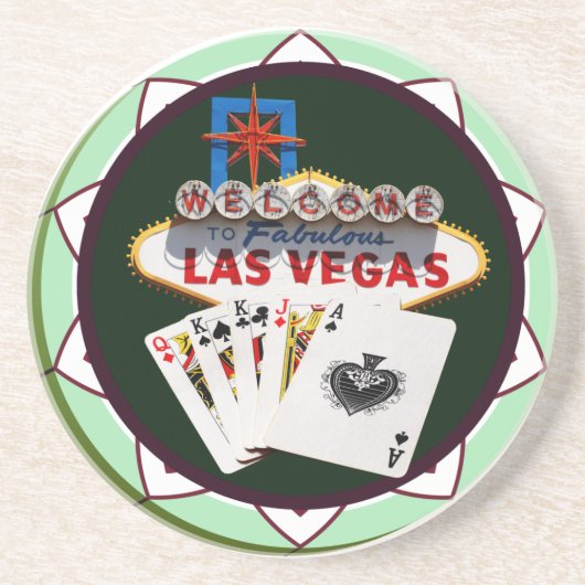 Welkom in Las Vegas Casino Chip Zandsteen Onderzetter (Voorkant)