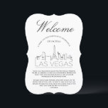 Welkom in Las Vegas | Gasten Details Uitnodiging<br><div class="desc">Een unieke gastenkaart op maat van uw bruiloftsgast die reist om u te zien in de prachtige stad Las Vegas, Nevada. Het beschikt over een moderne deco-stijl illustratie van de skyline van de stad aan de voorzijde gevolgd door ruimtes voor uw unieke trouwdag informatie op de achterkant. Alle elementen van...</div>