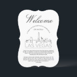 Welkom in Las Vegas | Gasten Details Uitnodiging<br><div class="desc">Een unieke gastenkaart op maat van uw bruiloftsgast die reist om u te zien in de prachtige stad Las Vegas, Nevada. Het beschikt over een moderne deco-stijl illustratie van de skyline van de stad aan de voorzijde gevolgd door ruimtes voor uw unieke trouwdag informatie op de achterkant. Alle elementen van...</div>