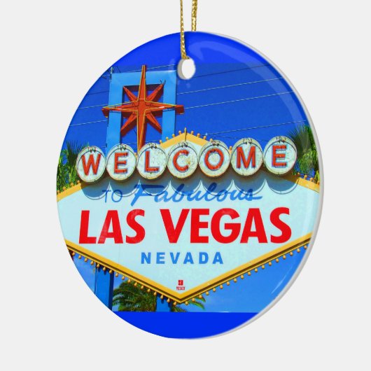 Welkom in Las Vegas met kerstversiering Keramisch Ornament (Links)