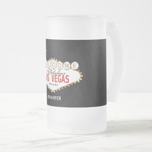 Welkom in Las Vegas - Red en Gold Matglas Bierpul (Voorkant rechts)