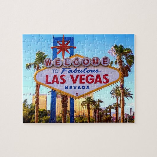 Welkom in Las Vegas Sign Jigzaag Puzzle Legpuzzel (Horizontaal)