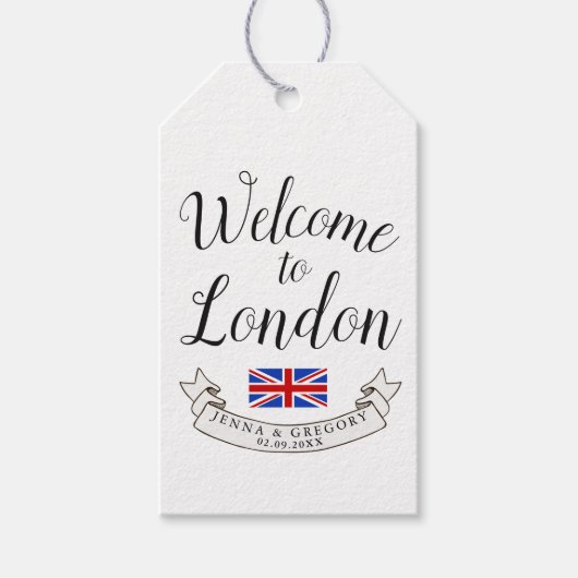 Welkom in Londen | Bestemming Huwelijk Douane Cadeaulabel (Voorkant)