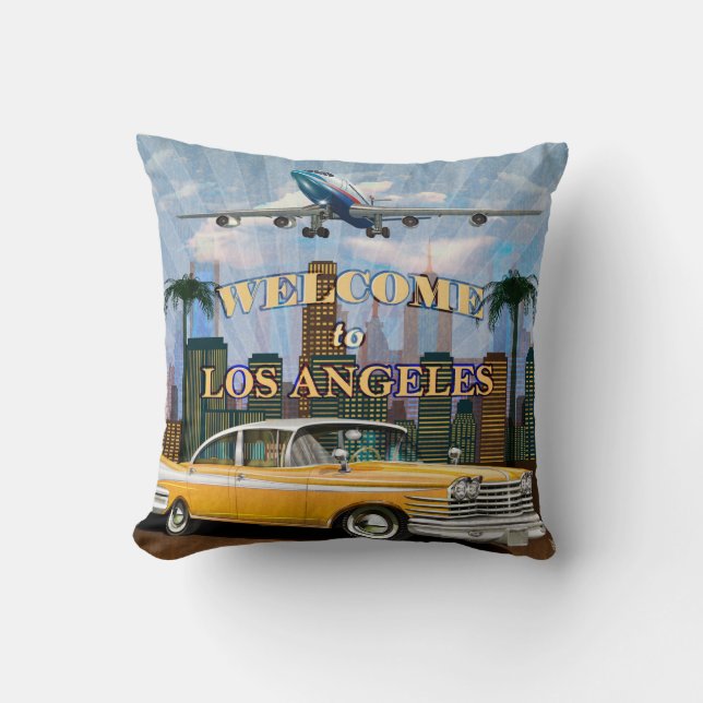 Welkom in Los Angeles retro poster. Kussen (Voorkant)
