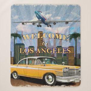 Welkom in Los Angeles retro poster. Sherpa Deken