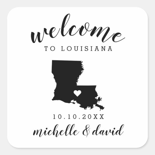 Welkom in Louisiana | Bruiloft aangepaste gunst Vierkante Sticker (Voorkant)
