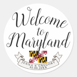 Welkom in Maryland   Bestemming Huwelijk Ronde Sticker